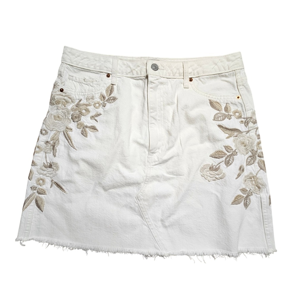 Abercrombie & Fitch Zoe Vintage A-Line Skirt Floral Embroidered 12 Boho Cottage